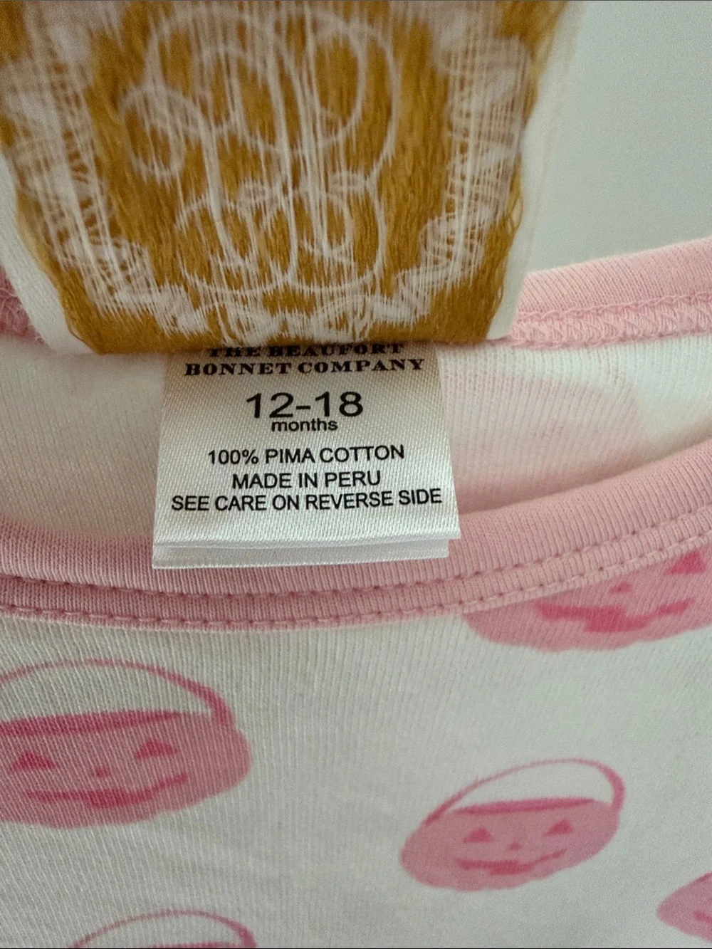 The Beaufort Bonnet Company White Long-Sleeve Dress with Pink Pumpkin Print